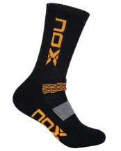 SAC 6 PCS NOX TECHNICAL HALF-ROUND SOCKS BLACK VERTICAL ORANGE LOGO